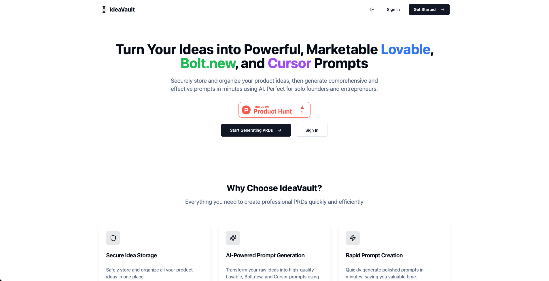 IdeaVault - Store Ideas & Make Prompts