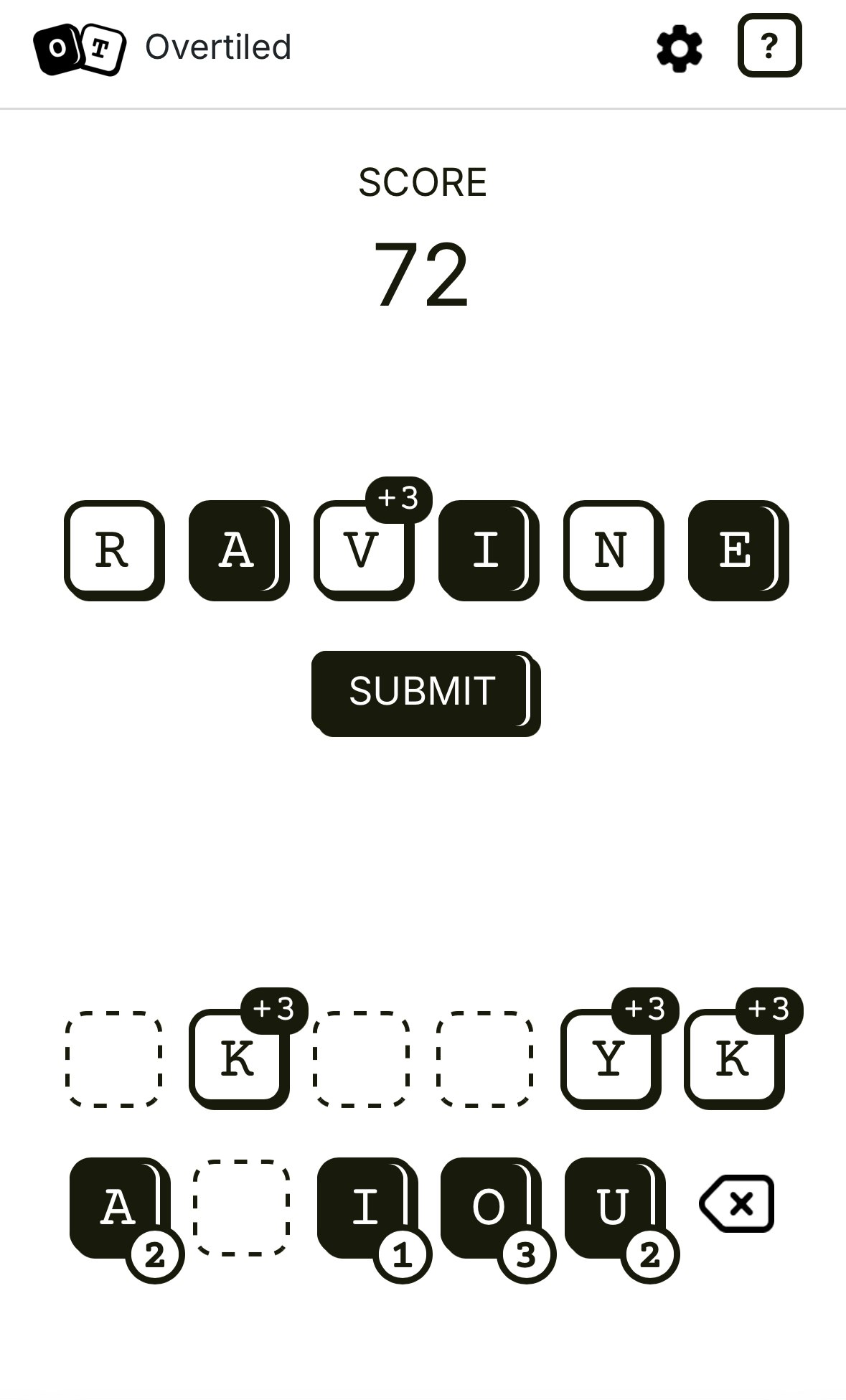 Overtiled—Minimalist Word Game