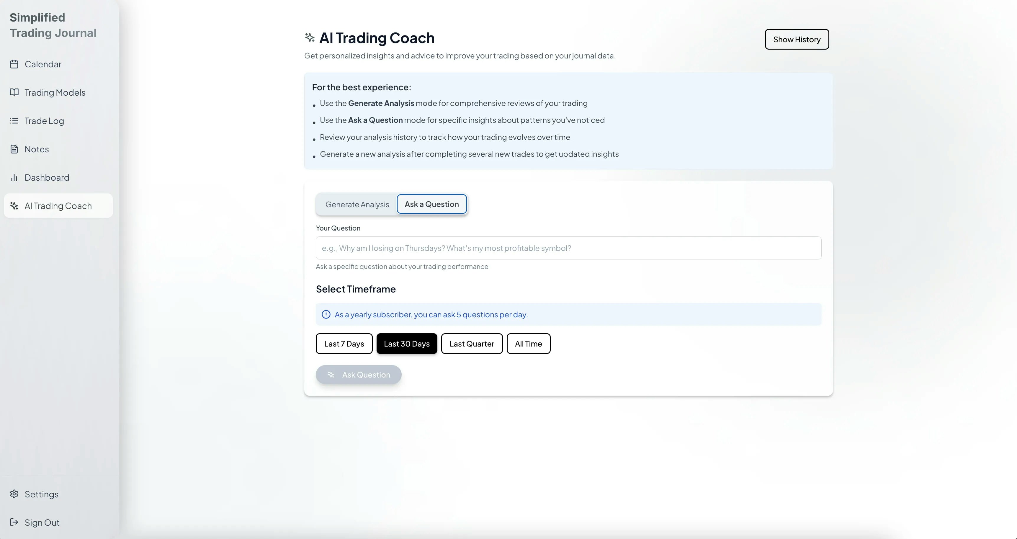 Simplified Trading Journal