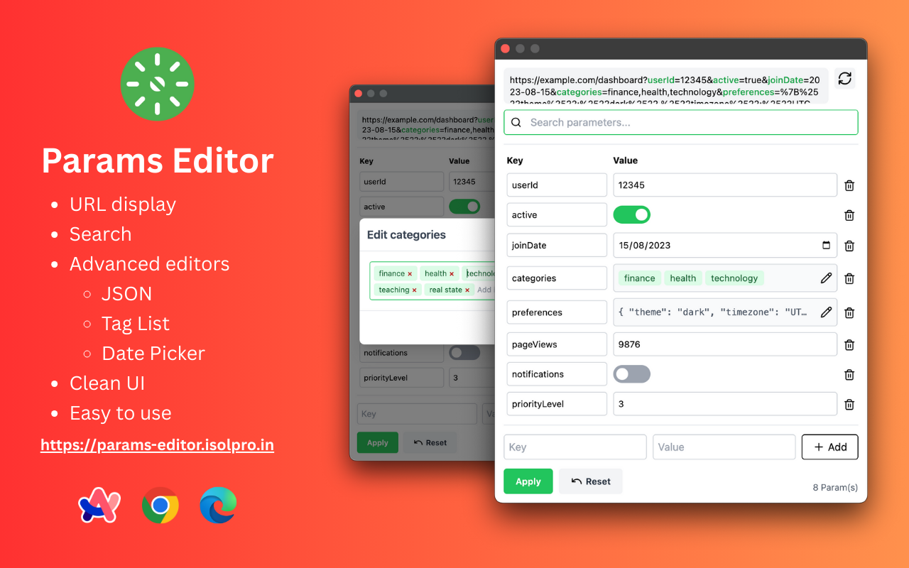Params Editor for Chromium Browsers