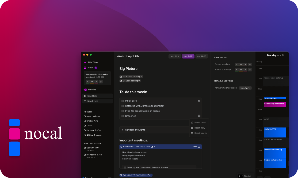 nocal for Google Calendar