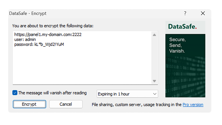 DataSafe – Encrypted messages via hotkey