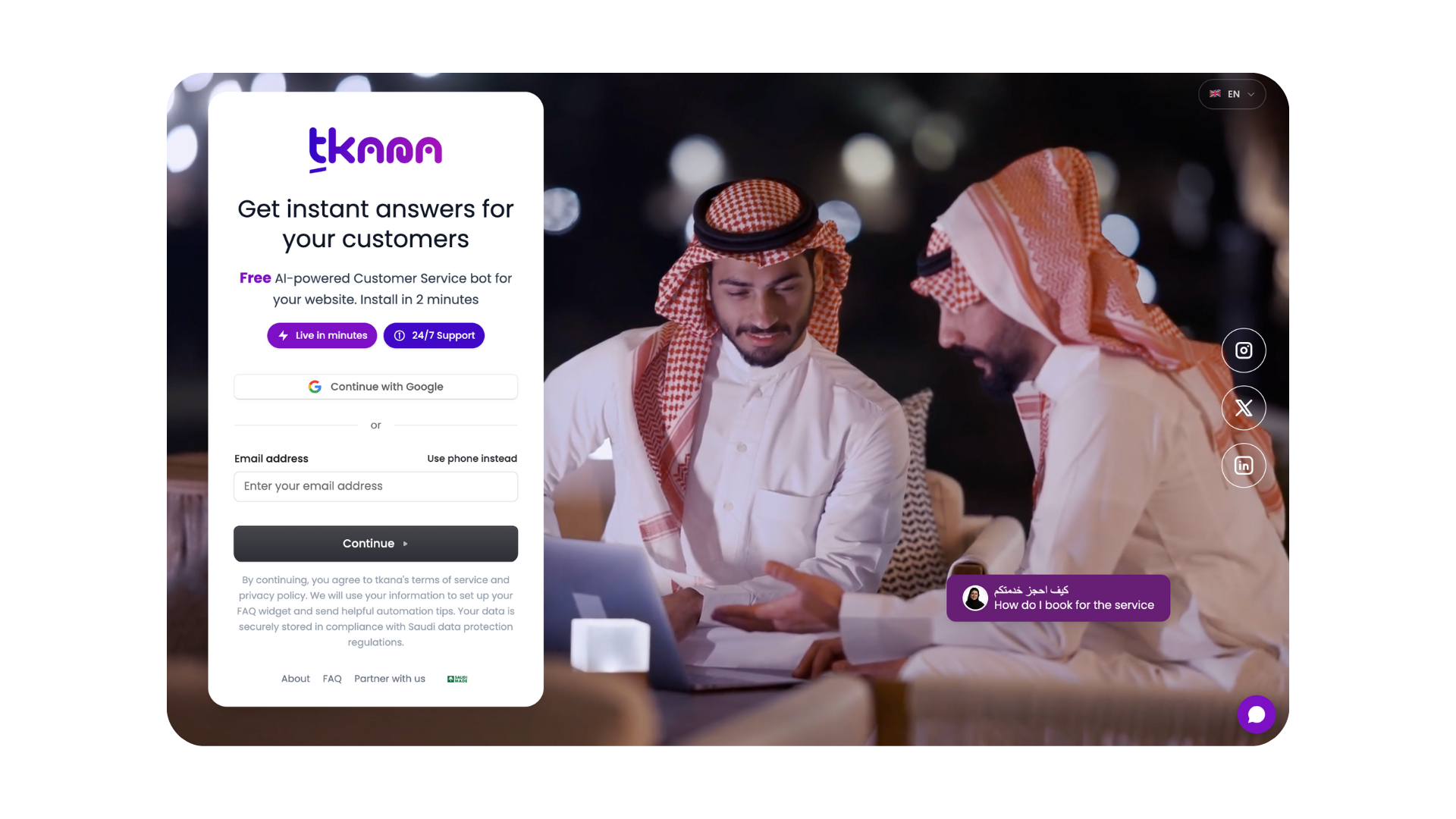 tkana | Instant web AI agent 